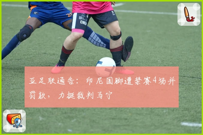 亚足联通告：印尼国脚遭禁赛4场并罚款，力挺裁判马宁